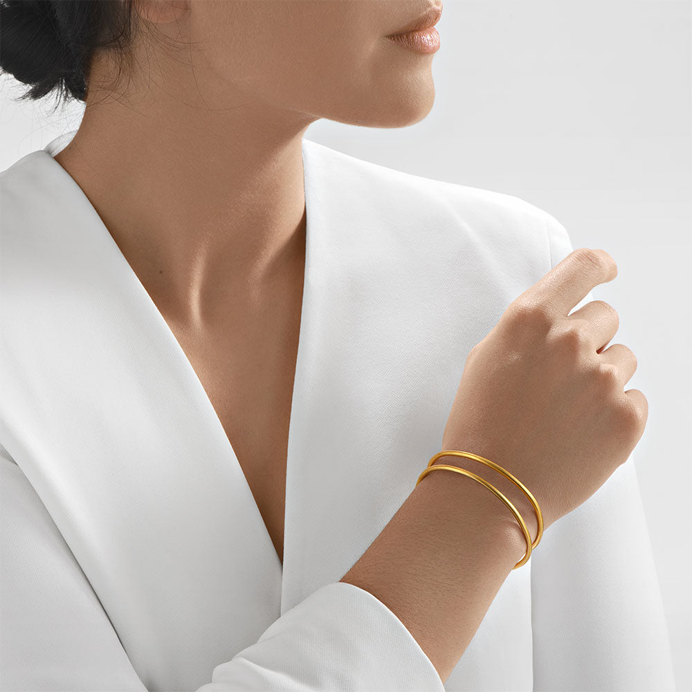 Nebu Gold 24k Gold Double Banded Arrow Bangle Female