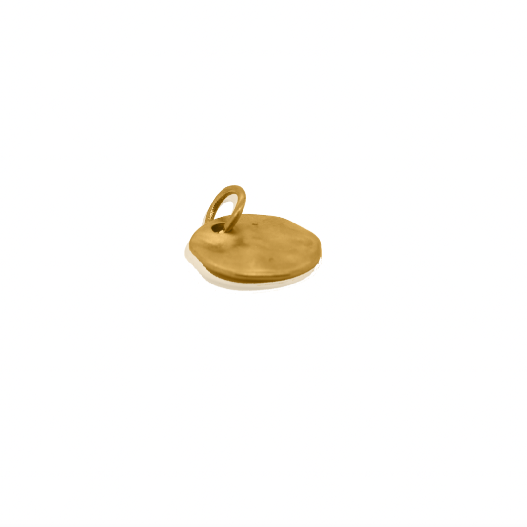 Nebu Gold 24k Gold Soft Hammered Charm Side View