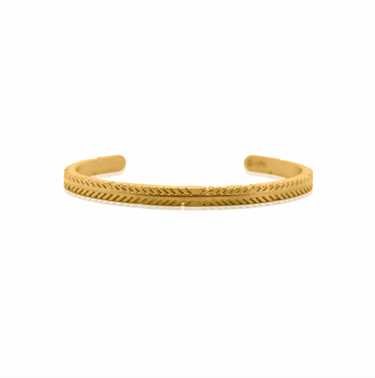 Nebu Gold 24k Gold Tribal Embellished Bangle Front View
