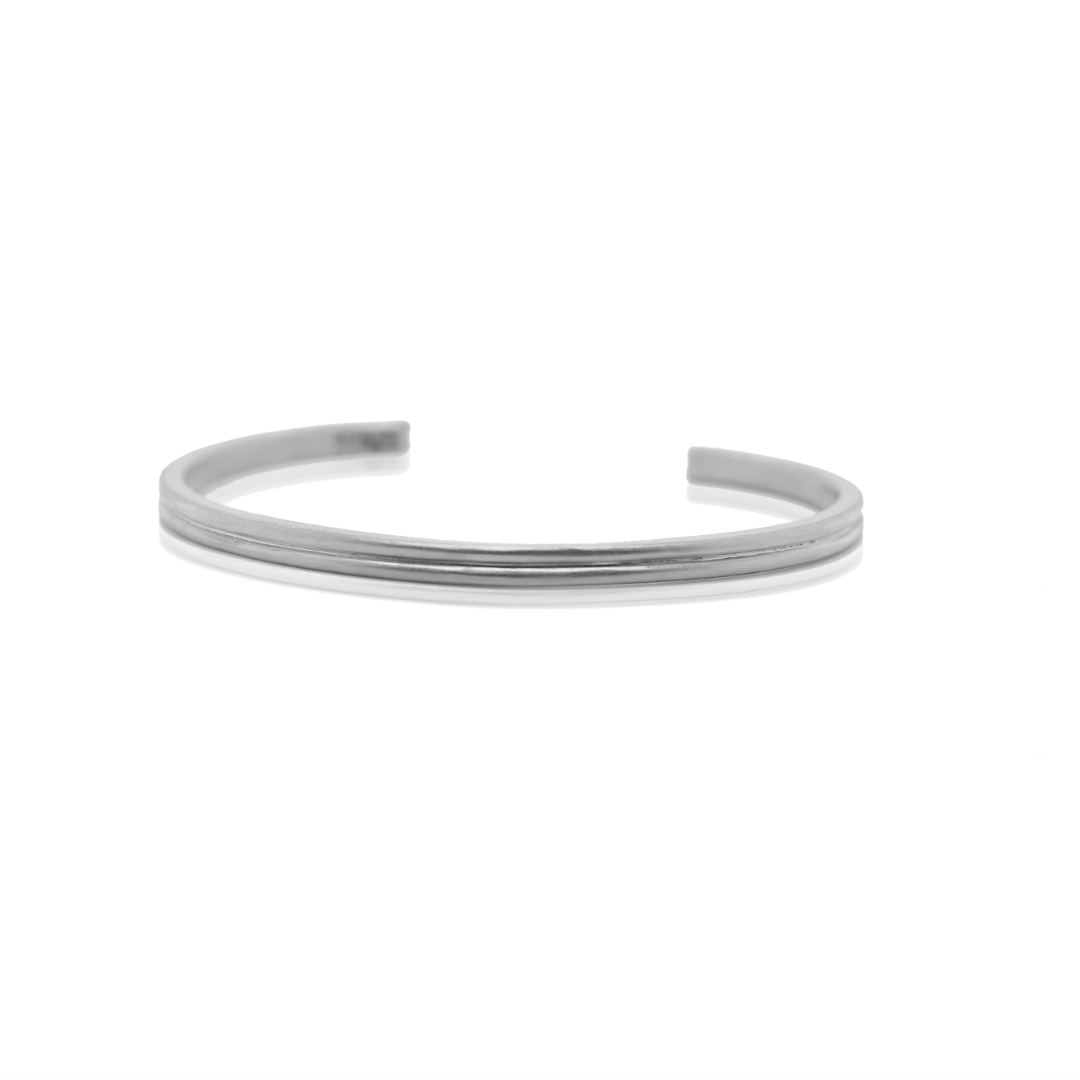 Nebu Gold 24k Platinum Grooved Double Band Bangle Front View