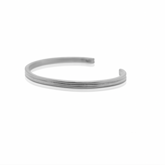 Nebu Gold 24k Platinum Grooved Double Band Bangle Side View