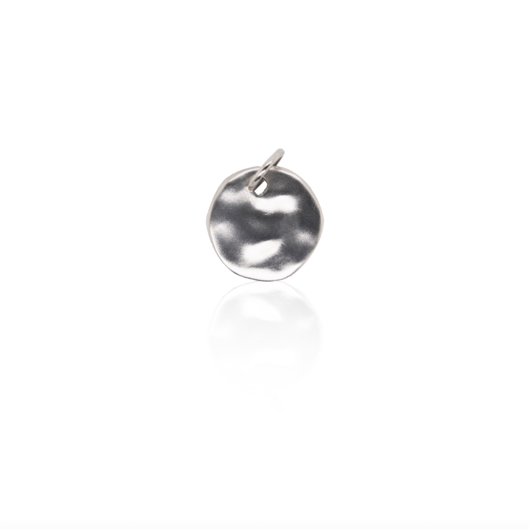 Nebu Gold 24k Platinum Soft Hammered Charm Front View