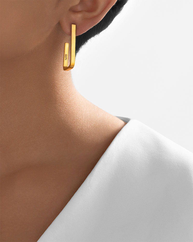 Nebu Gold 24kt Gold Minimalist Triangle Earrings Female